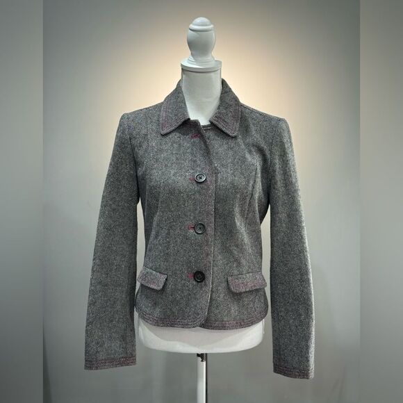 Gray/Pink GAP Factory Wool Blend Blazer Size 8 EUC - Picture 1 of 6